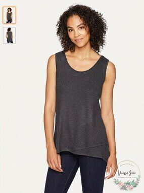 Tribal Womens Asymmetrical Hem Tank Top, Size Medium